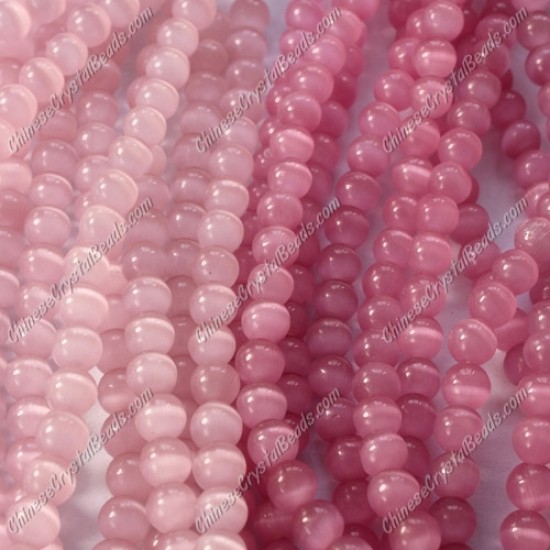 glass cat eyes beads strand 4/6/8/10/12mm, lt pink, about 15 inch longer