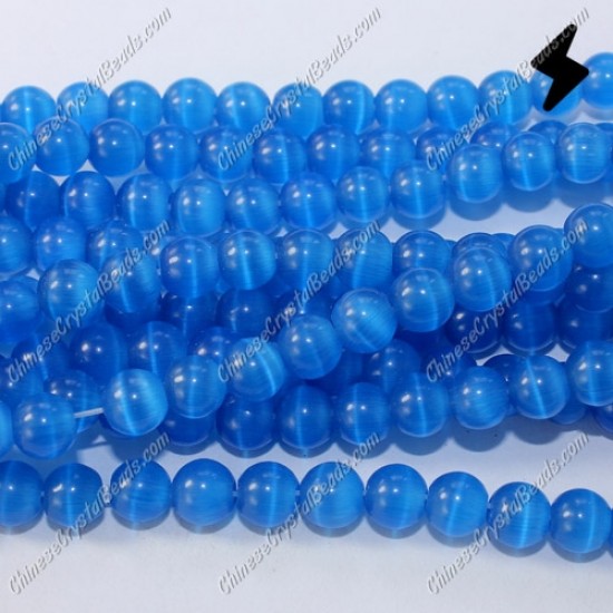 glass cat eyes beads strand 4/6/8/10/12mm, med sapphire, about 15 inch longer