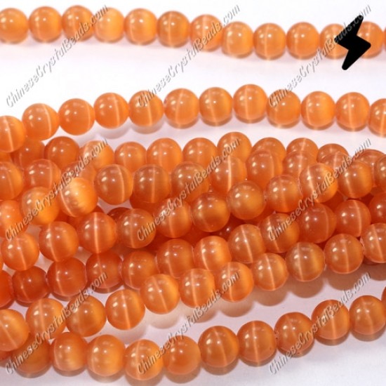 glass cat eyes beads strand 4/6/8/10/12mm, orange, about 15 inch longer