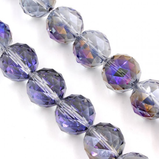 Crystal faceted ball pendant, 20mm, purple light, 1 bead