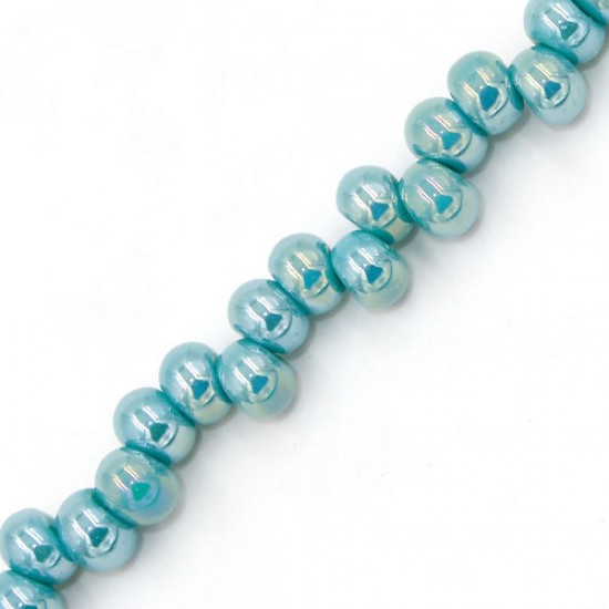 100Pcs 6mm rondelle earring shaped  glass beads, hole: 2mm, opaque blue