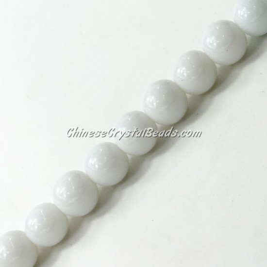 Chinese 10mm Round Glass Beads Opaque white, hole 1mm, about 33pcs per strand