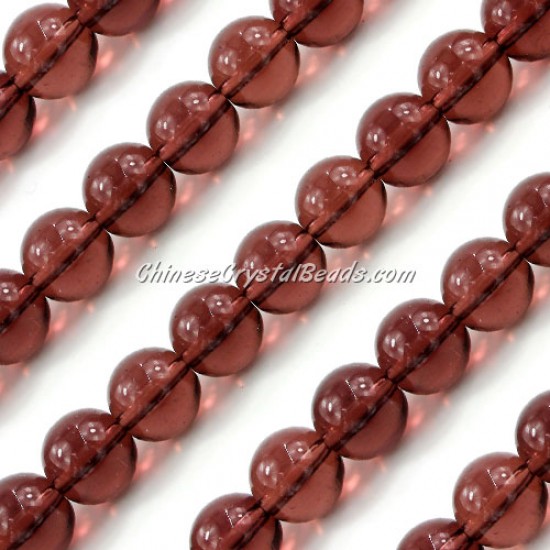 Chinese 10mm Round Glass Beads Amethyst, hole 1mm, about 33pcs per strand