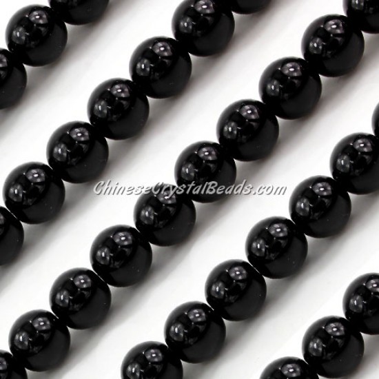 Chinese 10mm Round Glass Beads Black, hole 1mm, about 33pcs per strand