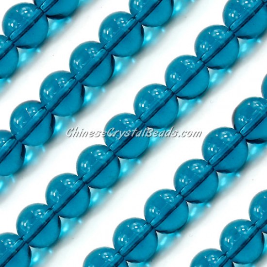 Chinese 10mm Round Glass Beads Blue zircon, hole 1mm, about 33pcs per strand