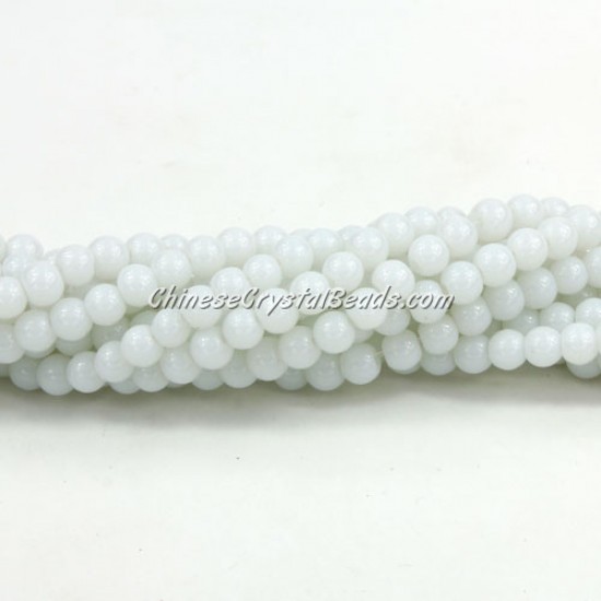 Chinese 4mm Round Glass Beads Opaque white, hole 1mm, about 80pcs per strand