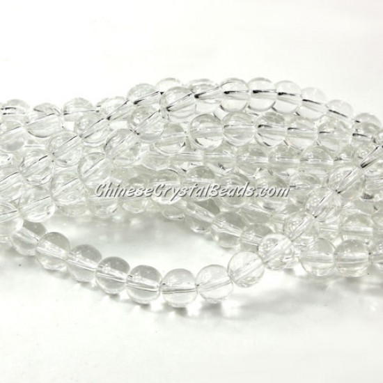 65Pcs Chinese 6mm Round Glass Beads Clear, hole 1mm