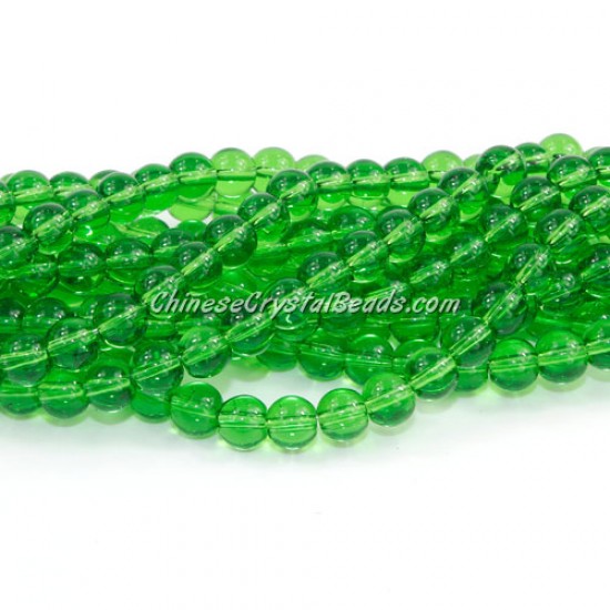 Chinese 6mm Round Glass Beads Fern Green, hole 1mm, about 54pcs per strand