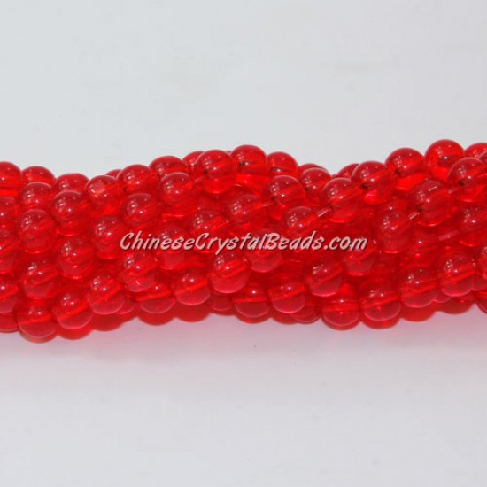 65Pcs Chinese 6mm Round Glass Beads lt. siam, hole 1mm