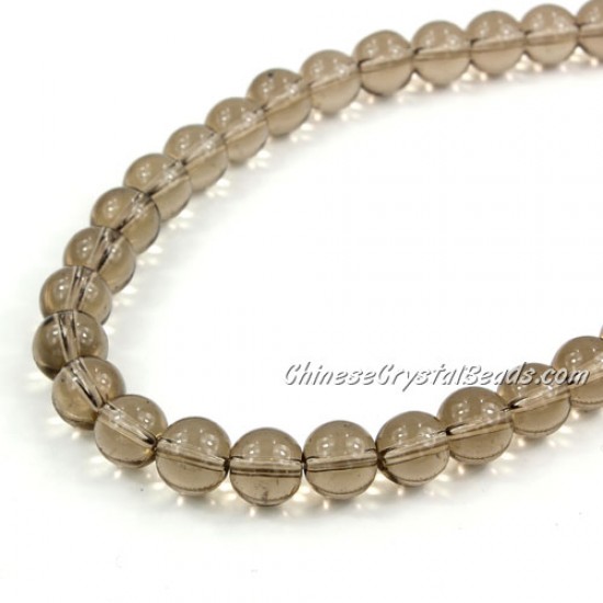 Chinese 8mm Round Glass Beads gray, hole 1mm, about 42pcs per strand