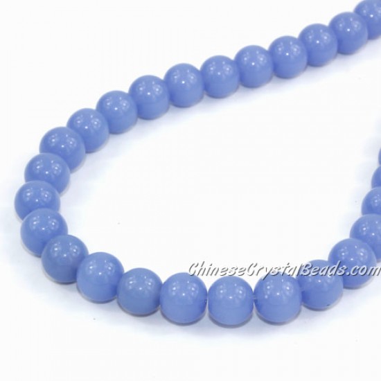 Chinese 8mm Round Glass Beads med sapphire jade, hole 1mm, about 42pcs per strand