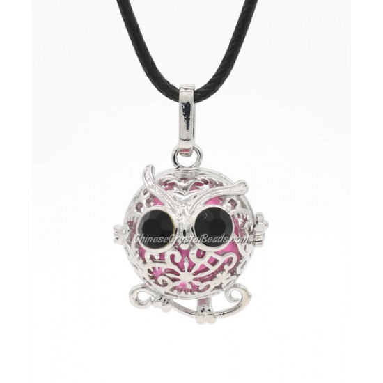 Owl Harmony Ball Mexican Bola Pregnancy Chime Baby Necklace Pendants, platinum plated brass, 1pc