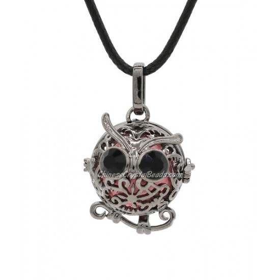 Owl Harmony Ball Mexican Bola Pregnancy Chime Baby Necklace Pendants, gunmetal plated brass, 1pc