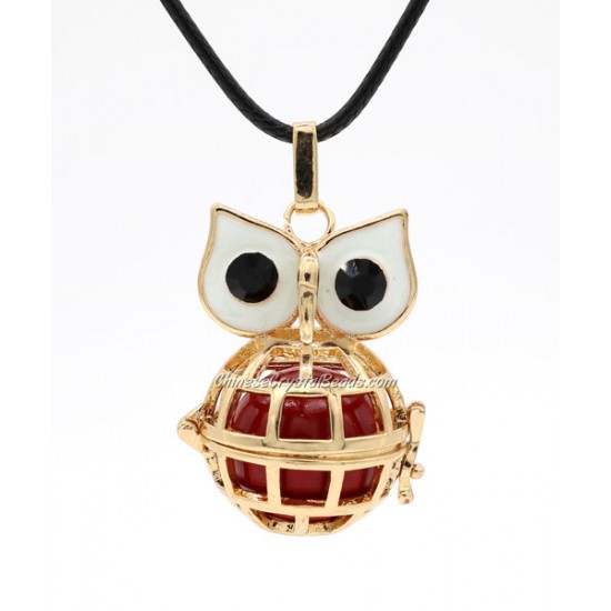 Owl Mexican Bolas Harmony Ball Pendant Angel Baby Caller Chime Bell, KC gold plated brass, 1pc