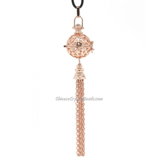 Tassel alloy chain Harmony Ball Pendant Women Necklace with 30 inchChain For Pregnant Women, rose gold plated brass, 1pc