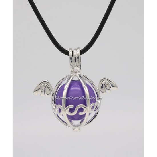 Egg wings Mexican Bolas Harmony Ball Pendant Angel Baby Caller Chime Bell, platinum plated brass, 1pc