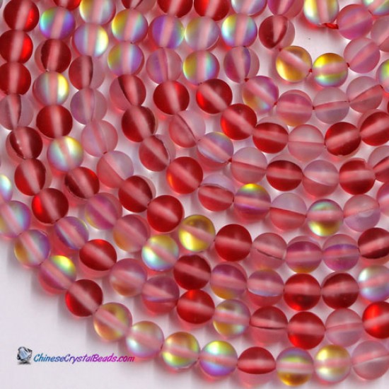 Matte red Mystic Aura Quartz Beads 6/8/10/12mm Rainbow Holographic Bead Synthetic Moonstone 15.5inch