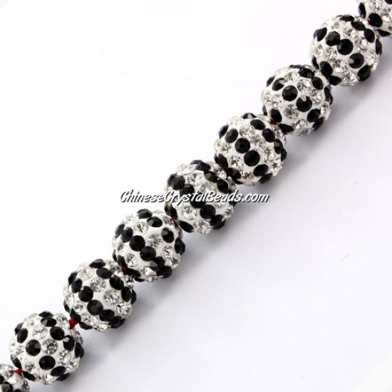 Pave (clay) disco beads, hip hop disco beads, stripe6, hole: 1.5mm, sold per pkg of 10pcs