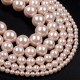Natural Plated Pink Shell Pearl Round Loose Beads  4/6/8/10mm 15"
