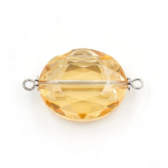 Oval shape Faceted Crystal Pendants Necklace Connectors, 20x33mm, golden shadow, 1 pc