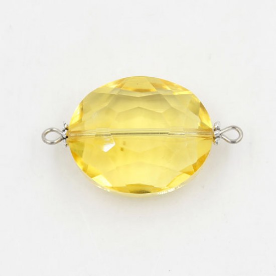 Oval shape Faceted Crystal Pendants Necklace Connectors, 20x33mm, sun, 1 pc