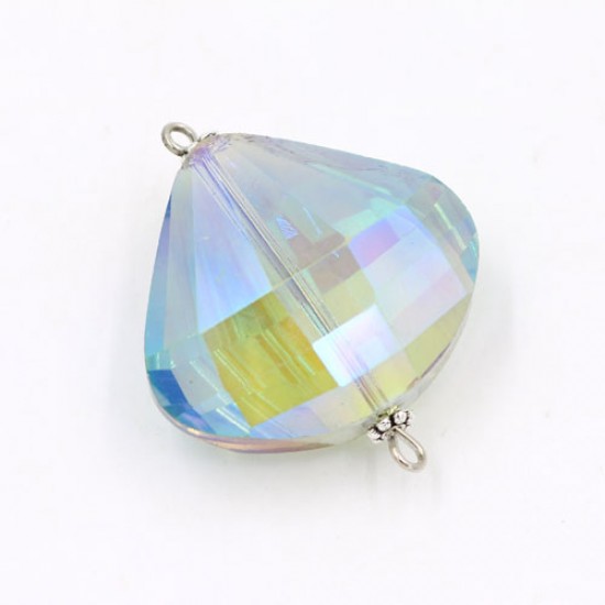 Shell shape Faceted Crystal Pendants Necklace Connectors, 28x35mm,green light, 1 pc