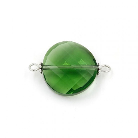Twist shape Faceted Crystal Pendants Necklace Connectors, 18x27mm, green, 1 pc