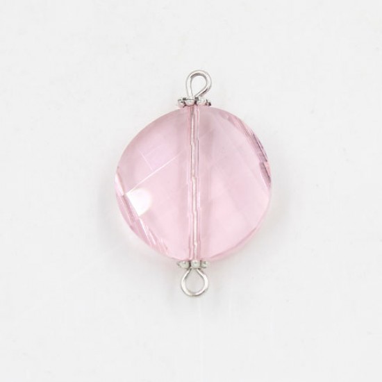 Twist shape Faceted Crystal Pendants Necklace Connectors, 18x27mm, pink, 1 pc