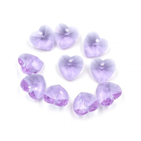 10Pcs 14mm crystal heart pendant, hole 1.5mm, alexandrite(Color Changing)