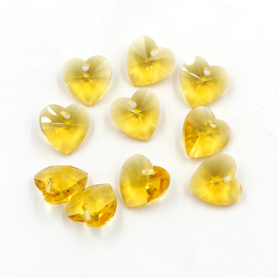 10Pcs 14mm crystal heart pendant, hole 1.5mm, sun