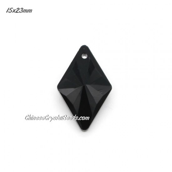 1Pc 15x23mm rhombus crystal pendant, black