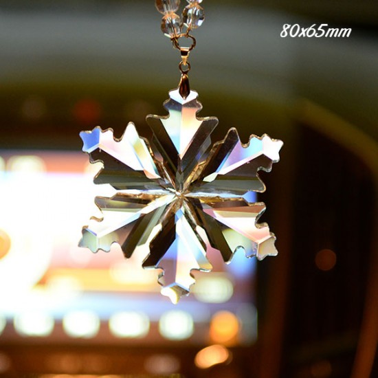 Big snowflake crystal pendant clear, 80x65mm, 1 piece