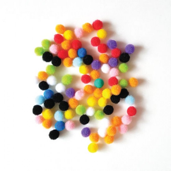50Pcs Craft Fluffy Pom Poms Bobble mix loose colors (1cm, 1.5cm, 2cm, 3cm, 4cm)