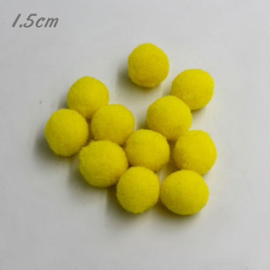 50Pcs 15mm Craft Fluffy Pom Poms Bobble ball, yellow color