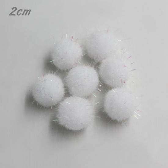 50Pcs 20mm Craft Fluffy Pom Poms Bobble Craft diy, white color