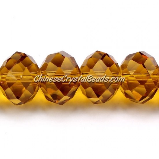Chinese Rondelle Crystal Beads, Amber, 10x14mm, 20 beads
