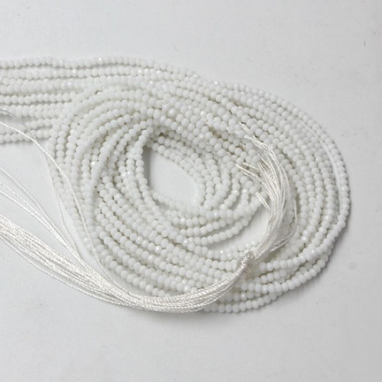 210Pcs 1.5x2mm rondelle crystal beads white with Polyester thread