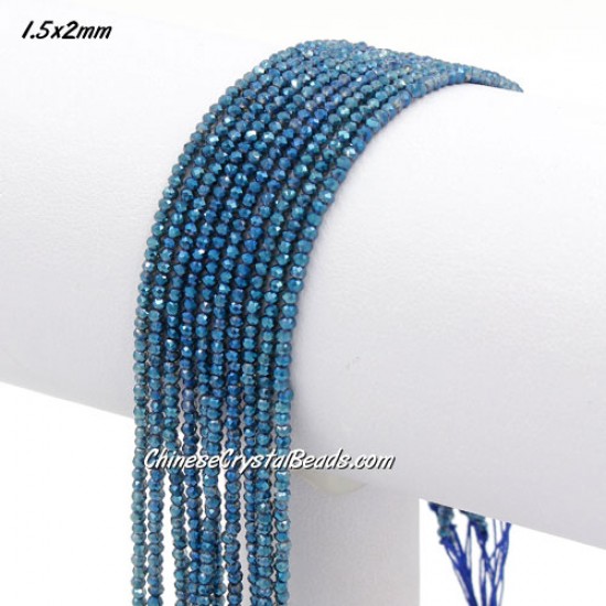 210Pcs 1.5x2mm rondelle crystal beads Transparent blue light with Polyester thread