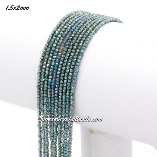 210Pcs 1.5x2mm rondelle crystal beads Transparent green light with Polyester thread