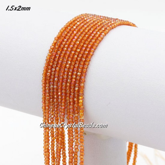 210Pcs 1.5x2mm rondelle crystal beads amber AB with Polyester thread