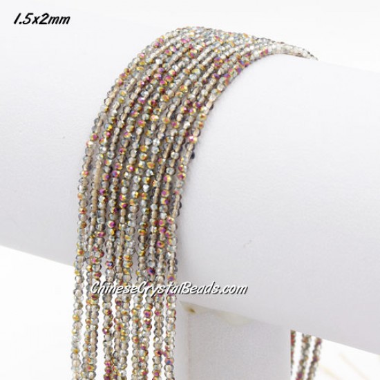 210Pcs 1.5x2mm rondelle crystal beads amber and purple light with Polyester thread