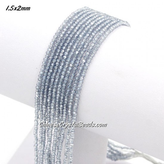 210Pcs 1.5x2mm rondelle crystal beads blue gray light with Polyester thread