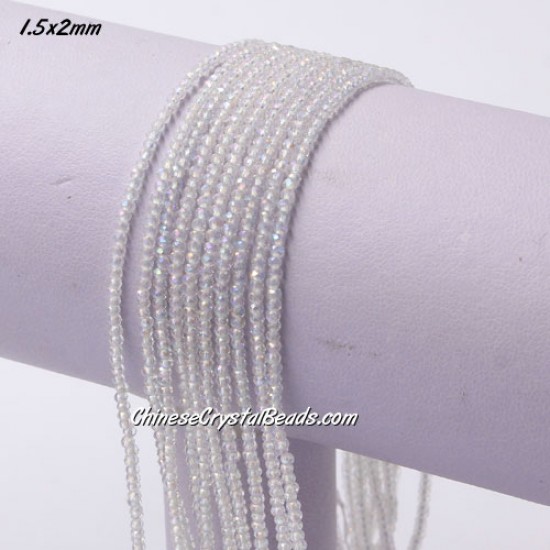 210Pcs 1.5x2mm rondelle crystal beads clear AB with Polyester thread