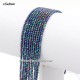 210Pcs 1.5x2mm rondelle crystal beads, green rainbow, with Polyester thread