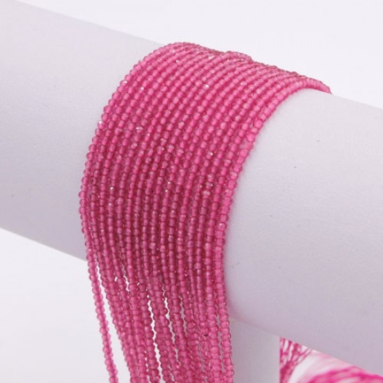 210Pcs 1.5x2mm rondelle crystal beads lt Fuchsia with Polyester thread