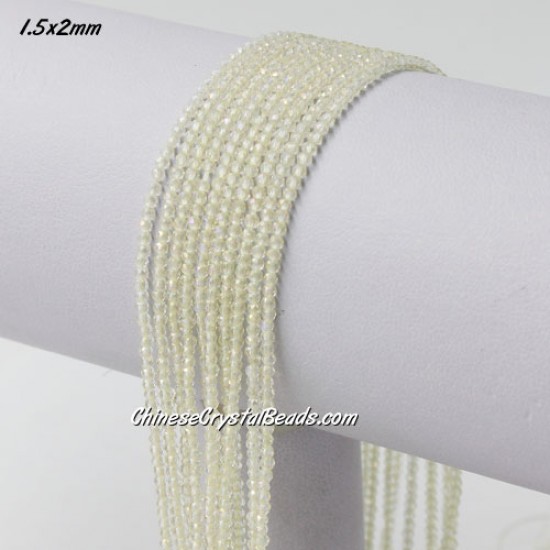 210Pcs 1.5x2mm rondelle crystal beads, yellow AB, with Polyester thread
