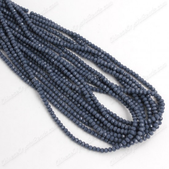 1.7x2.5mm rondelle crystal beads, dark gray, 190Pcs