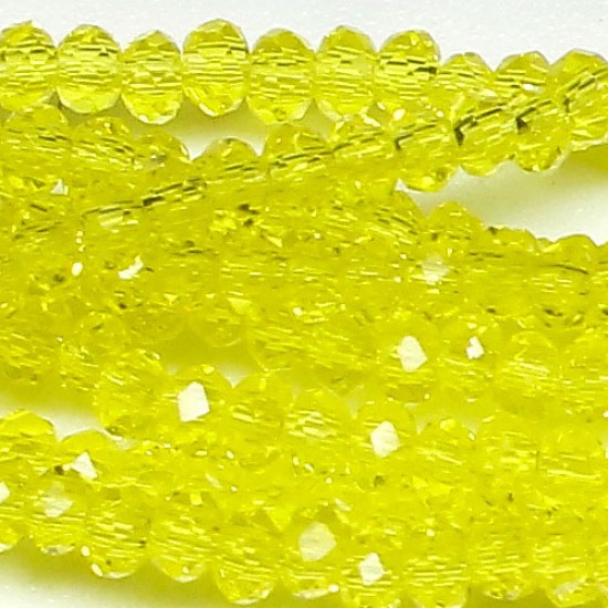 1.7x2.5mm rondelle crystal beads, lemon yellow, 190Pcs