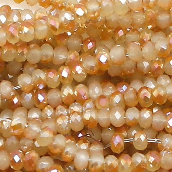 1.7x2.5mm rondelle crystal beads,  jade half amber light, 190Pcs