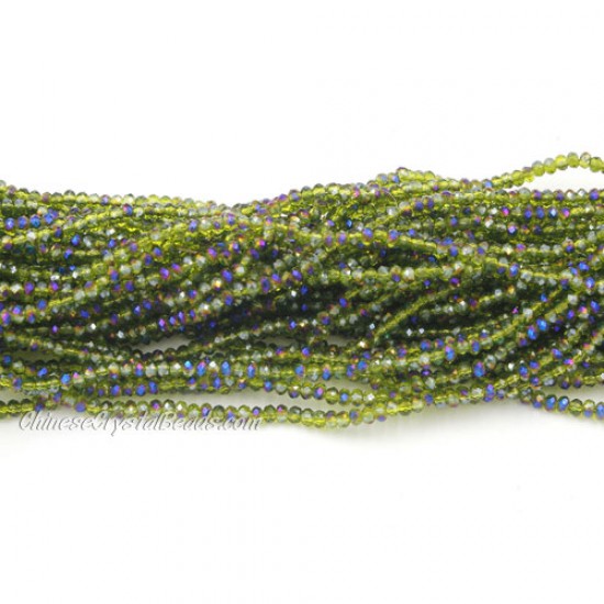 1.7x2.5mm rondelle crystal beads,  Olive half purple lgiht, 190Pcs